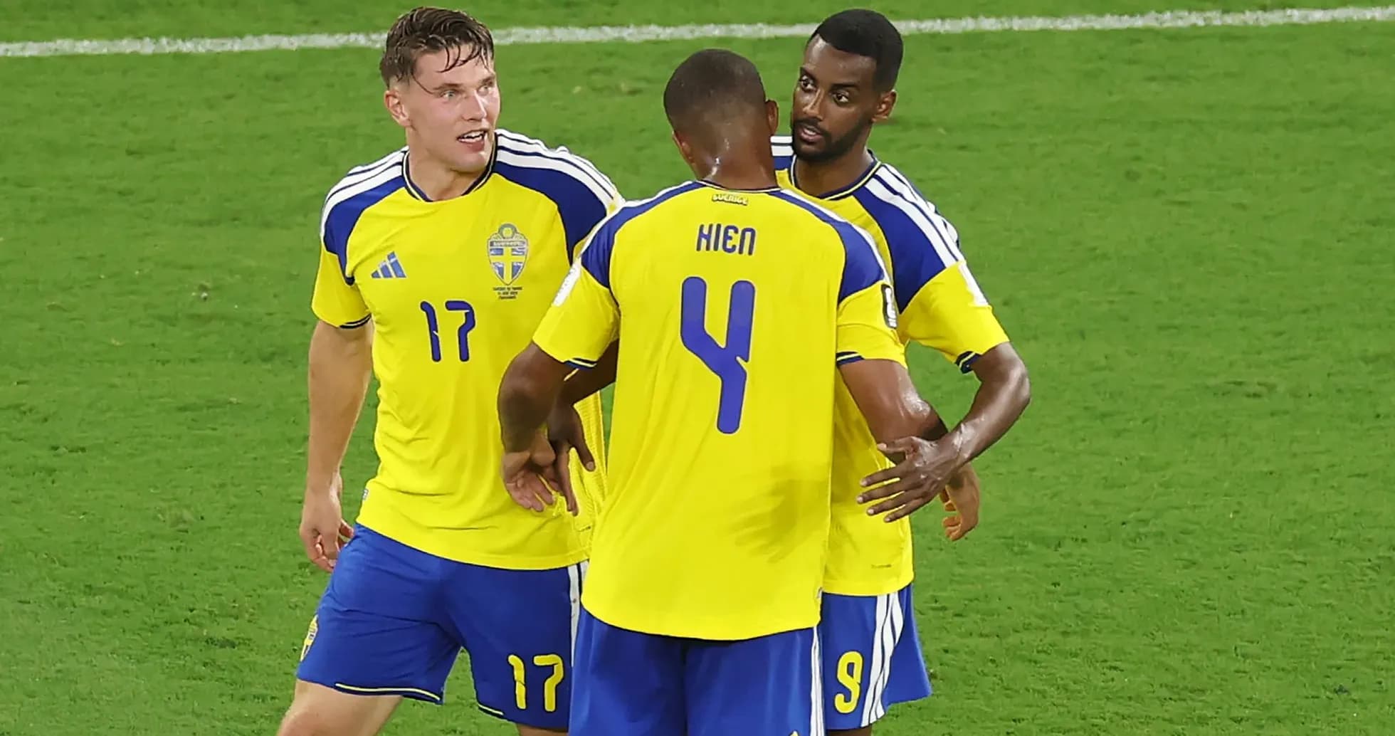 Sweden players celebrating on the field
