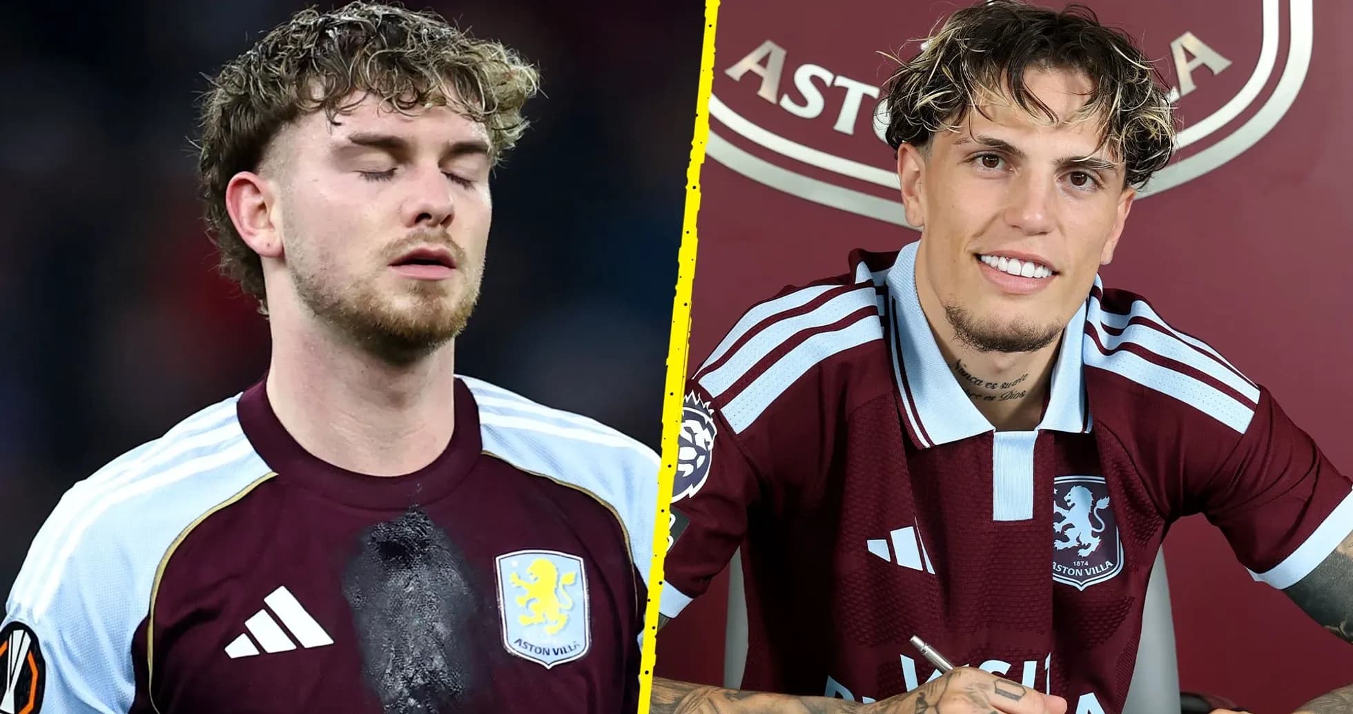 Aston Villa player during match and signing session