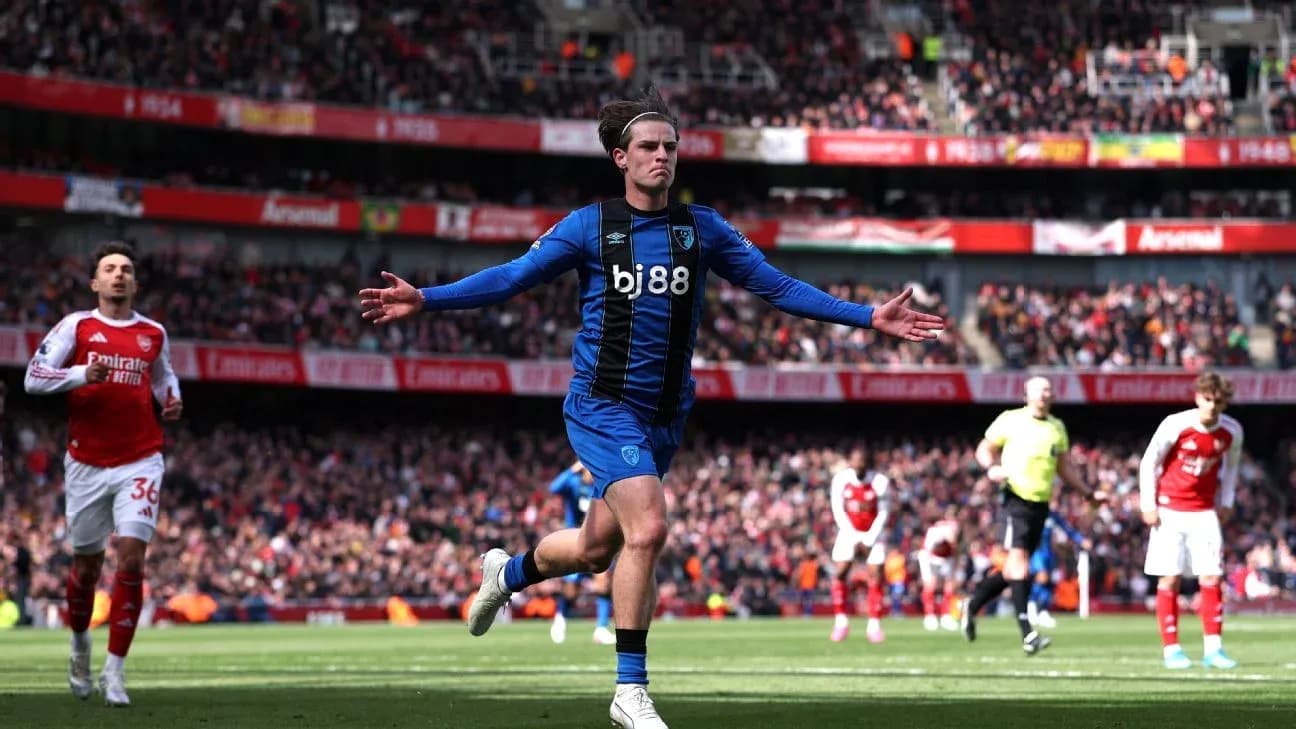 Bournemouth player celebrating a goal against Arsenal