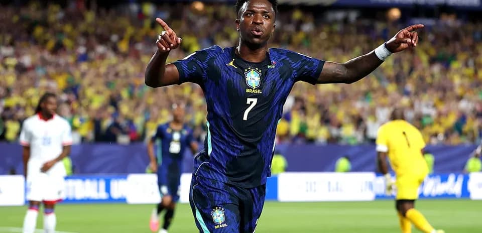 Vinicius Junior celebrating goal during match