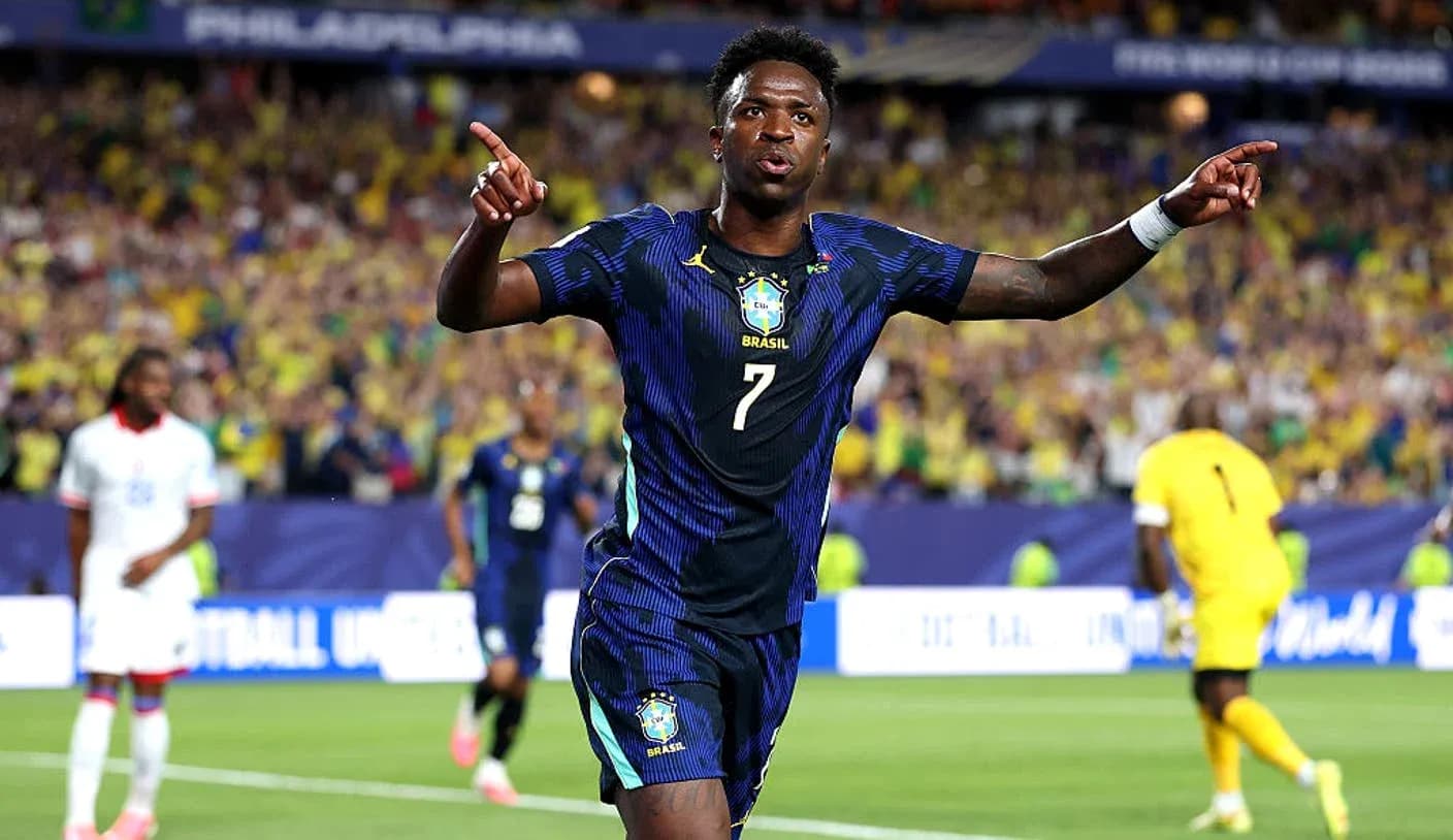 Vinicius Junior celebrating goal during match