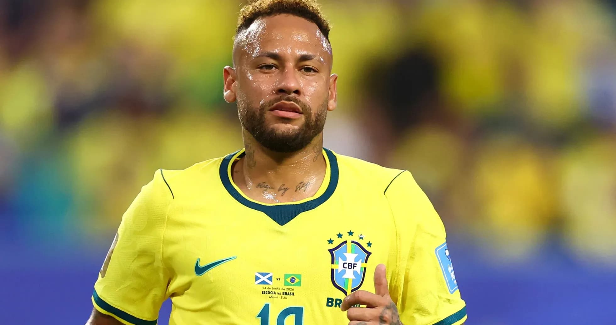 Neymar playing for Brazil during a match