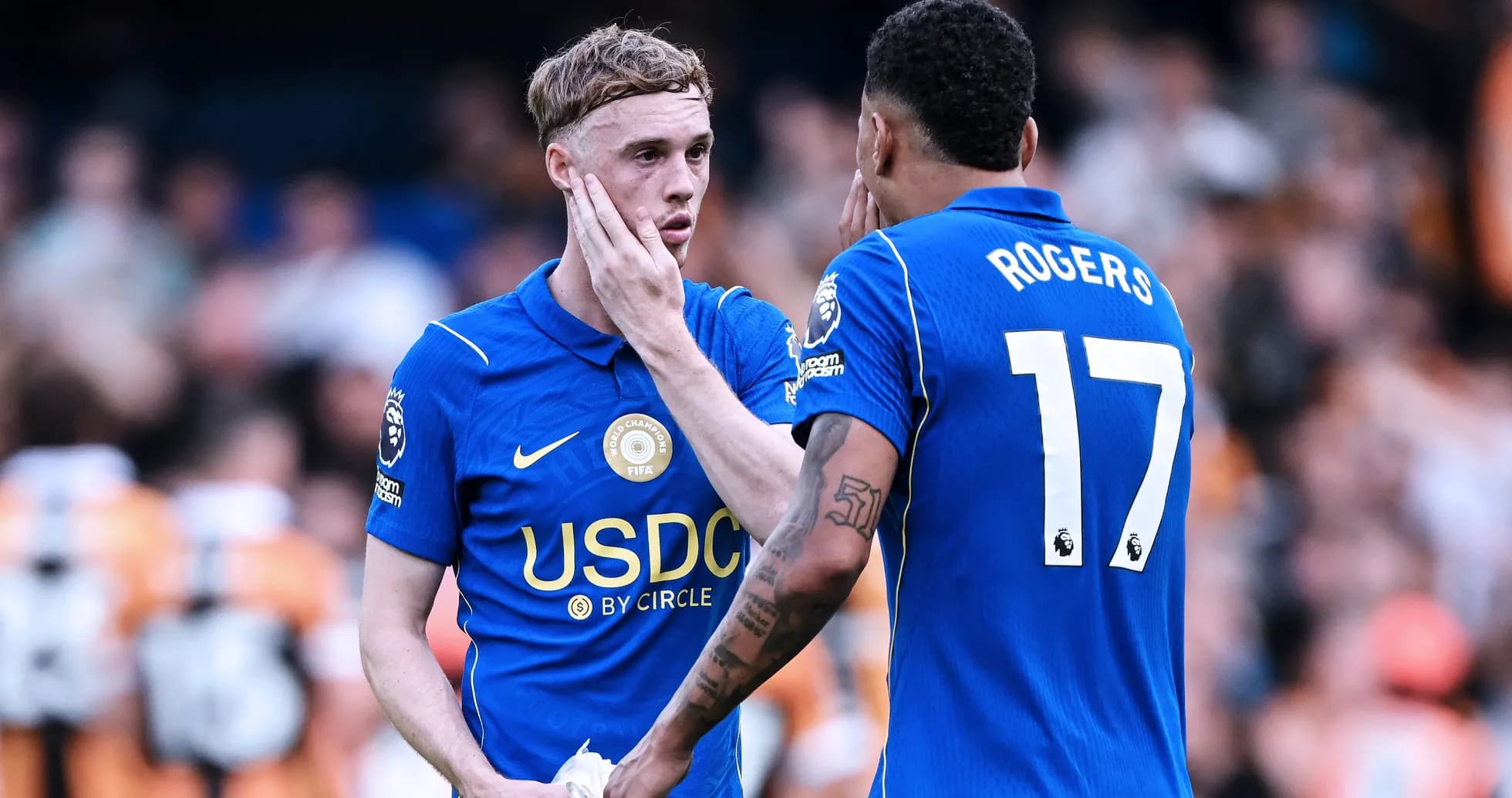 Two players discussing during a match