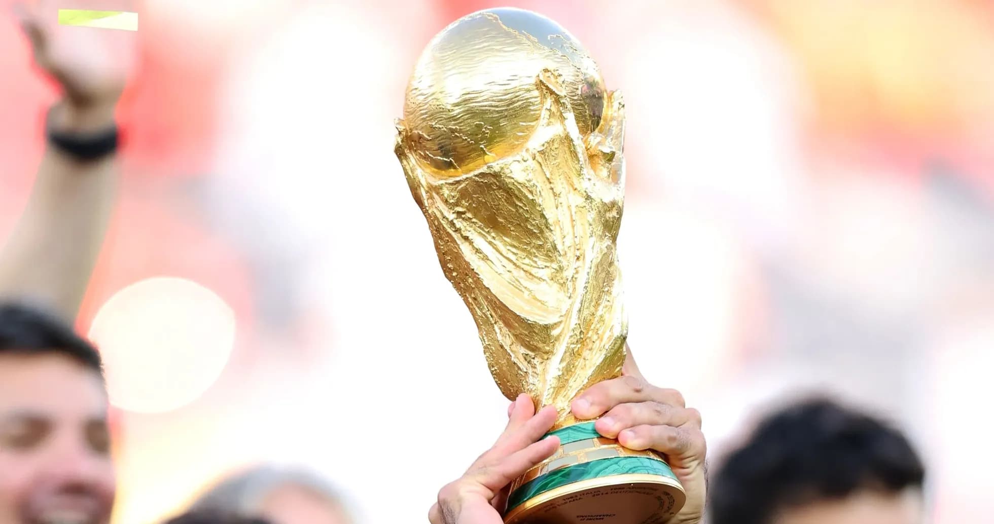 World Cup trophy held aloft by fans