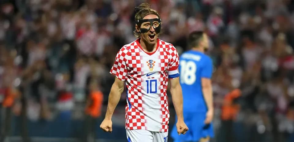 Luka Modrić celebrating during Croatia match
