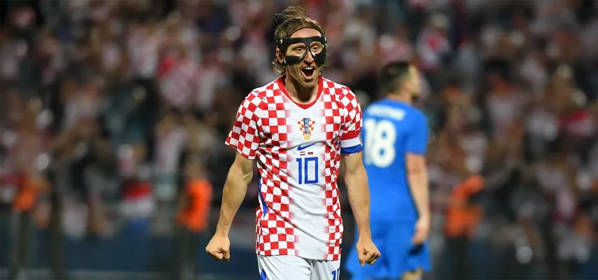 Luka Modrić celebrating during Croatia match