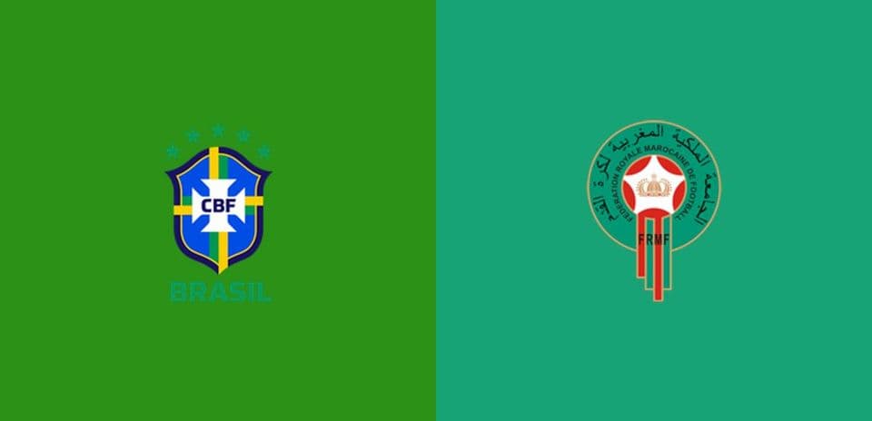 Logos of Brazil and Morocco national football teams