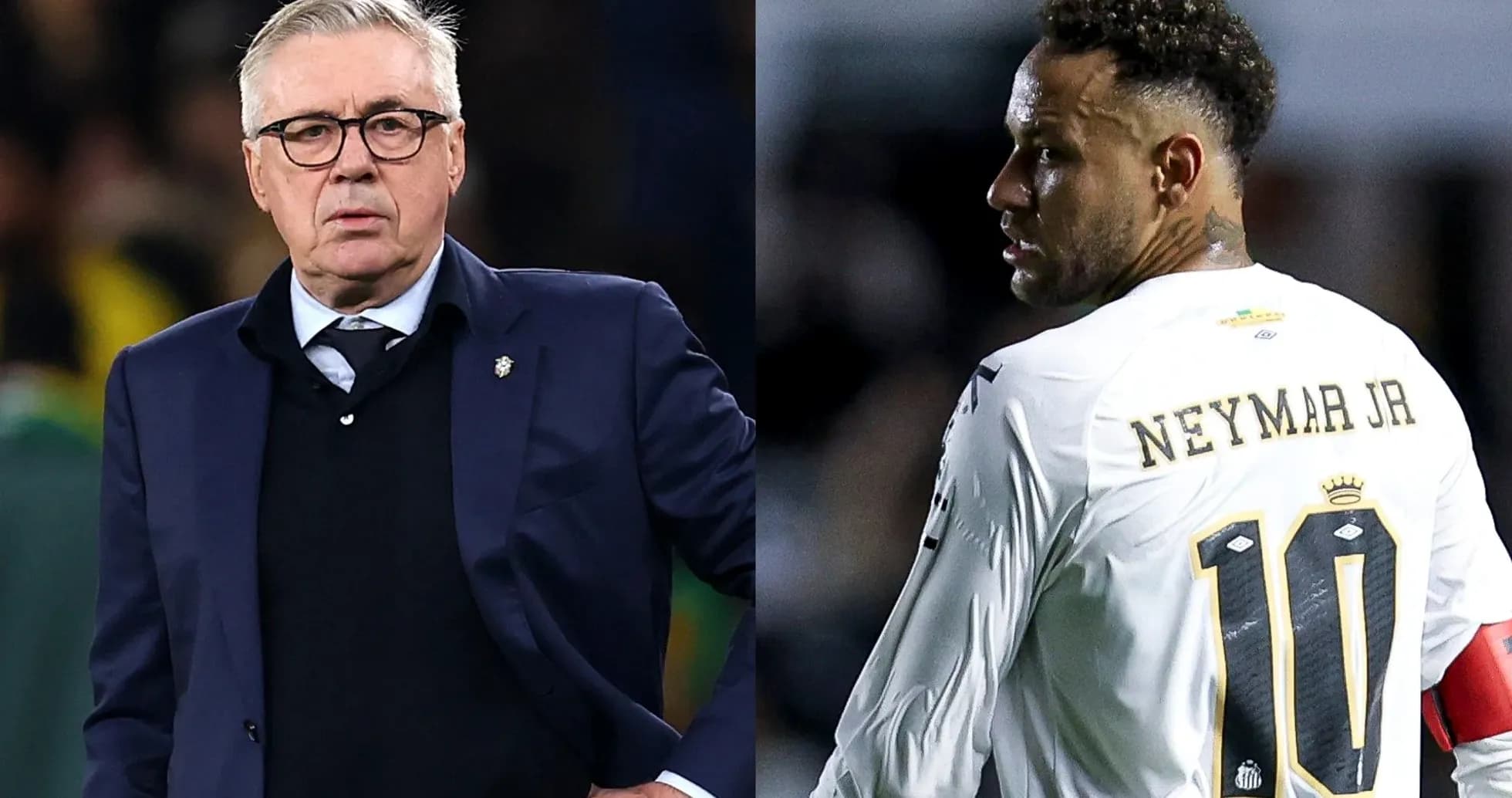 Carlo Ancelotti and Neymar Jr. during match