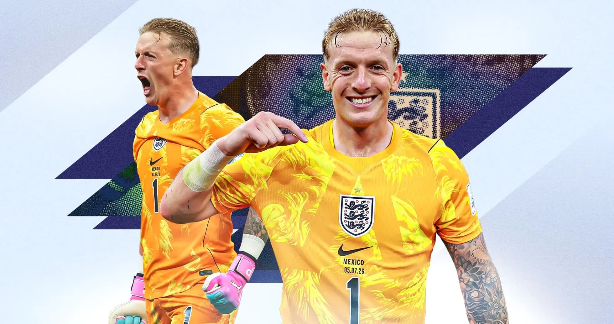Goalkeeper celebrating in bright orange kit