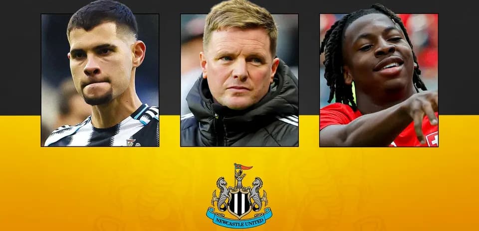 Newcastle United players and manager in graphic