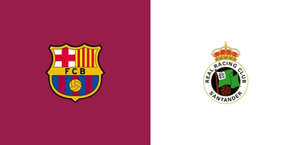 Logos of FC Barcelona and Real Racing Club Santander