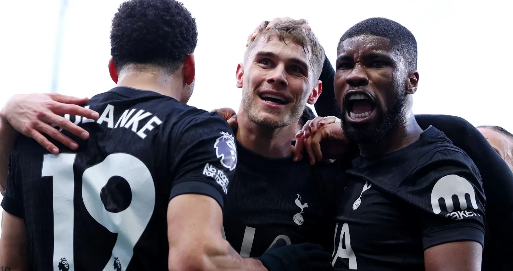 Tottenham players celebrating a goal together