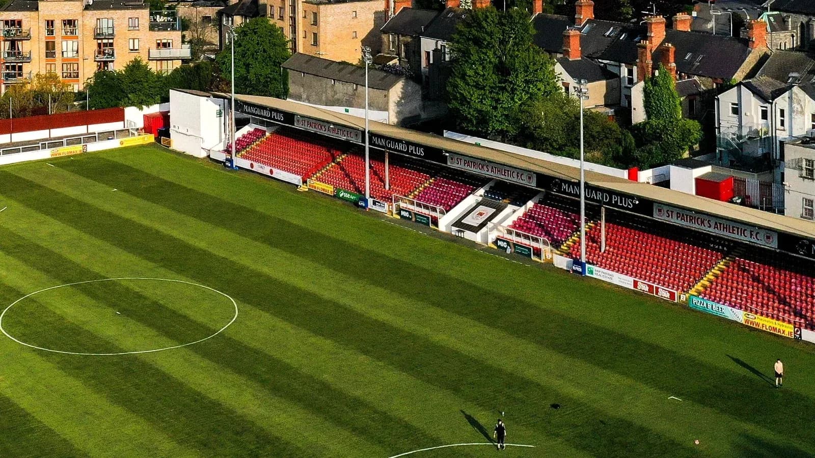 Aerial view of St Patrick's Athletic FC stadium