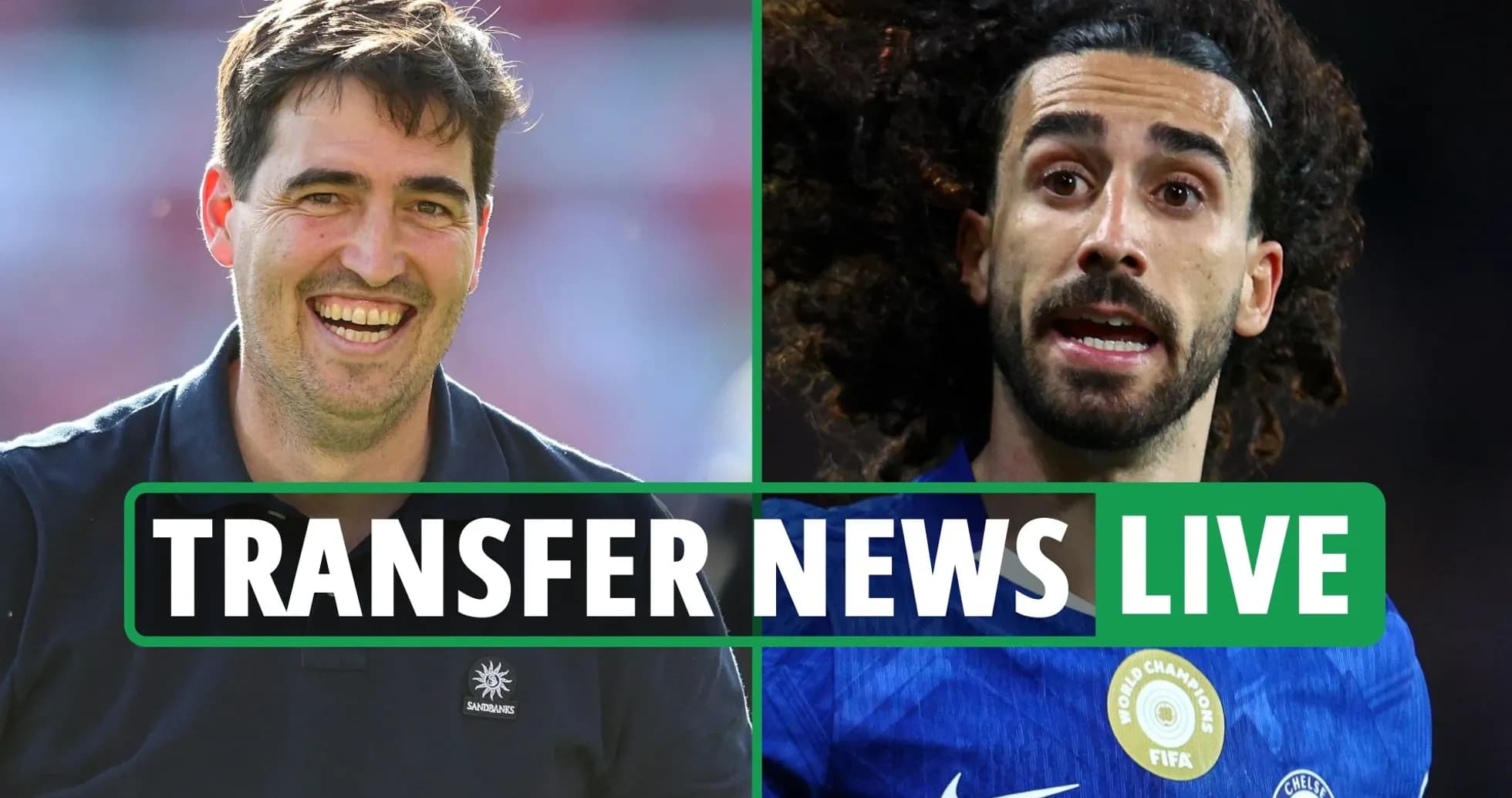 Football manager and player during transfer news segment