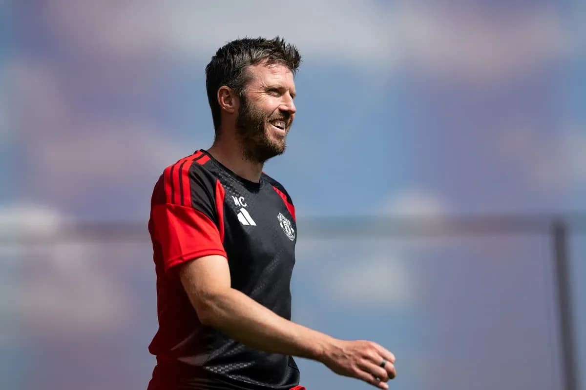 Michael Carrick smiling during training session