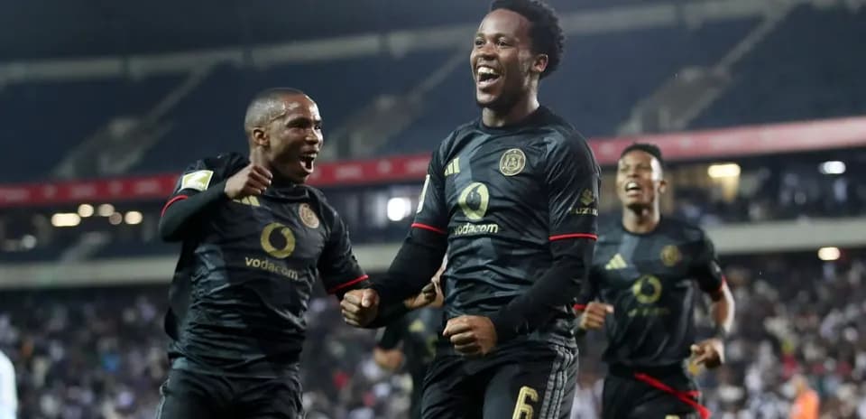 Orlando Pirates players celebrating a goal together