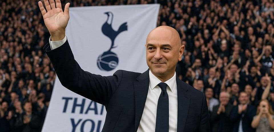 Person waving in front of Tottenham fans