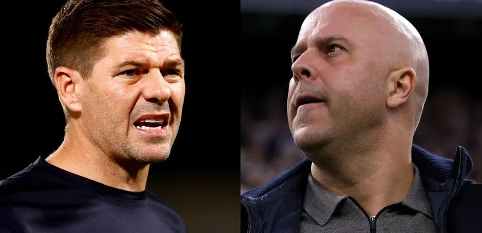 Two football managers during a tense moment