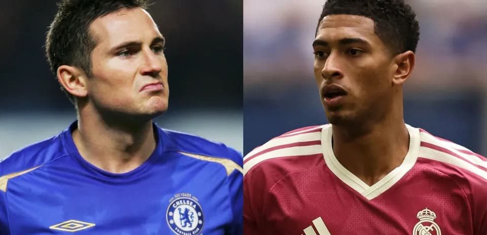 Frank Lampard and Eduardo Camavinga in football jerseys