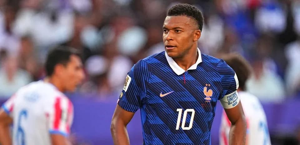 Kylian Mbappé in action during football match