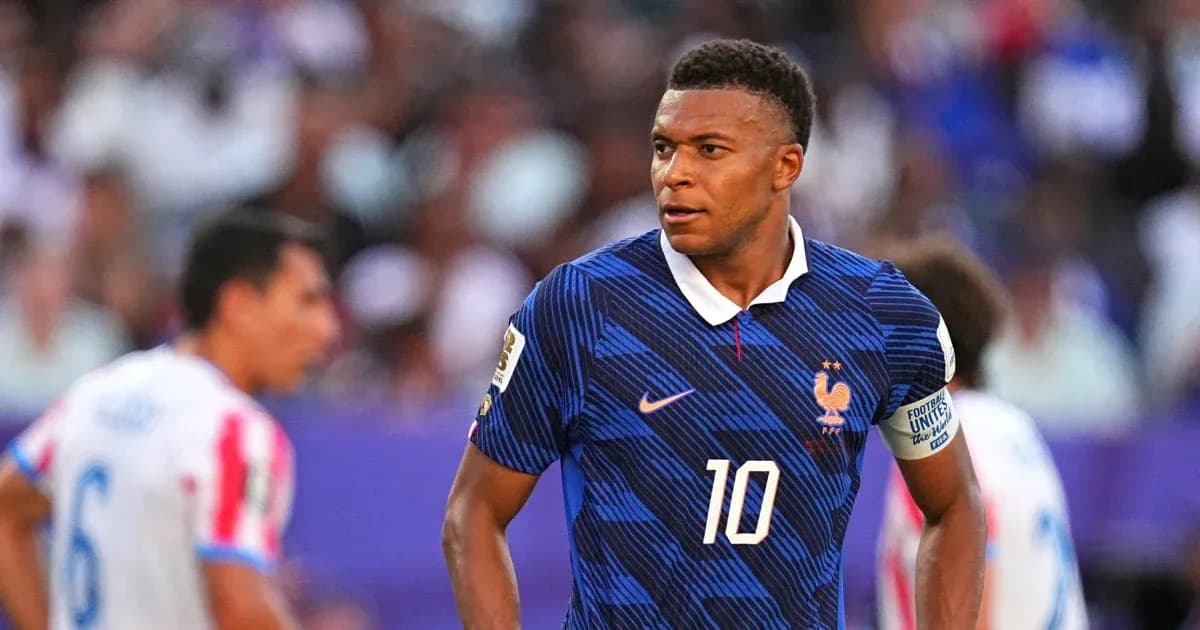 Kylian Mbappé in action during football match