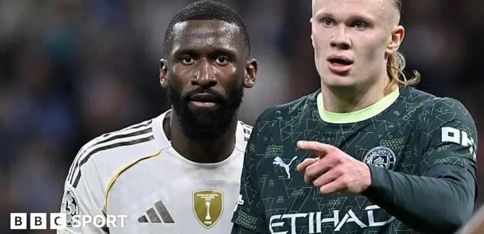 Rüdiger and Haaland during a football match