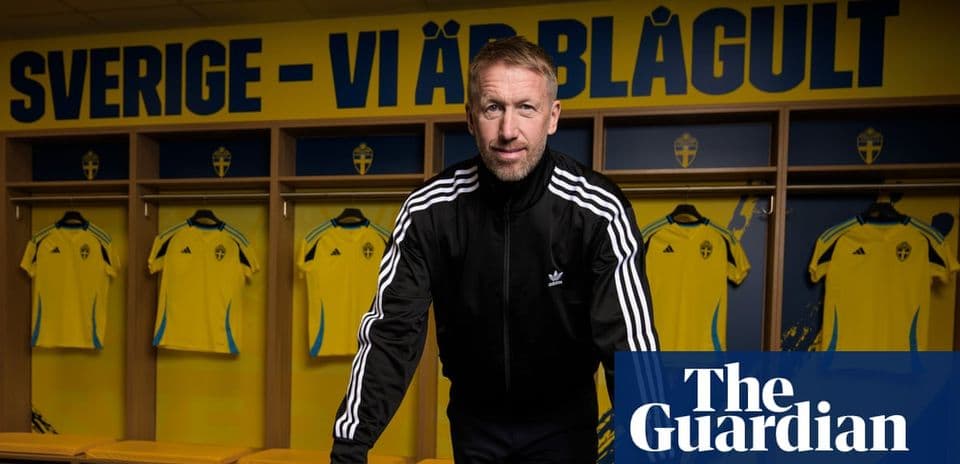 Coach standing in front of Sweden national team jerseys