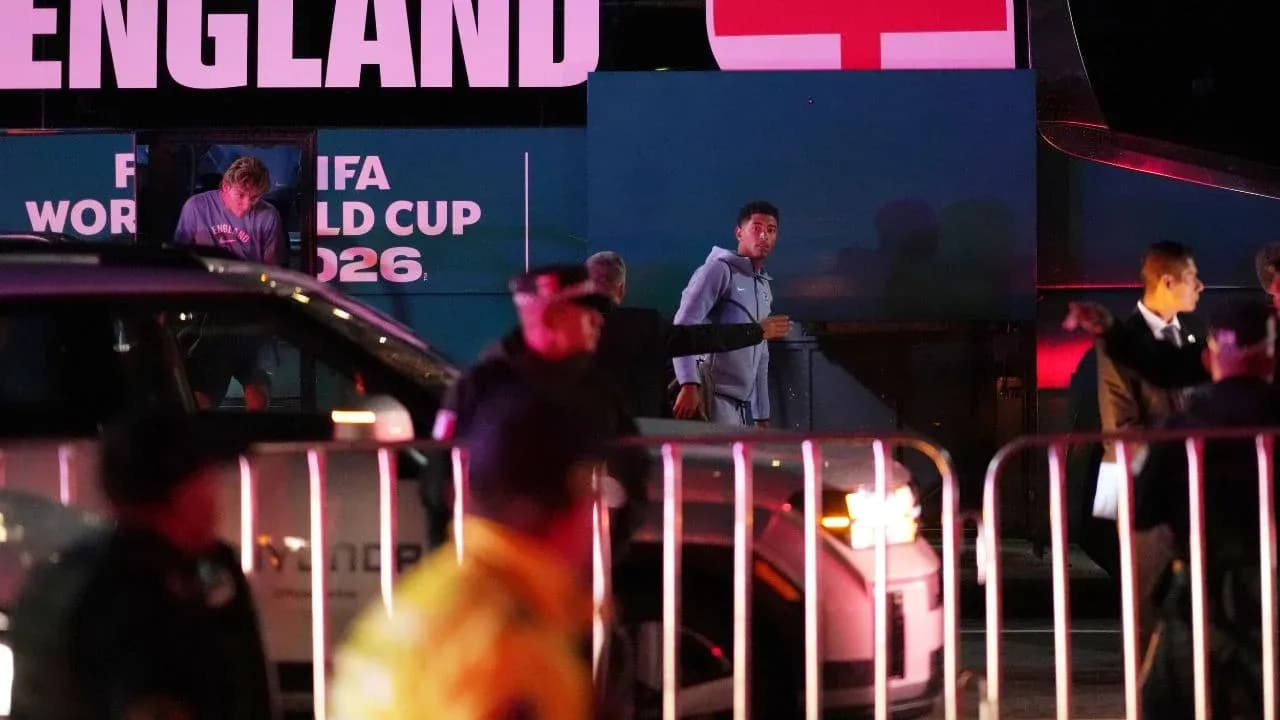 England team arriving at World Cup venue