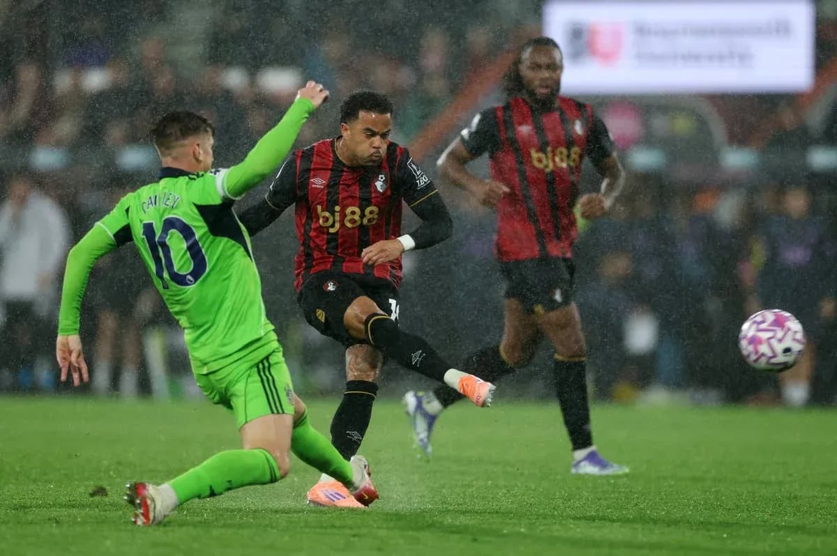 Fulham və Bournemouth oyununda futbolçular