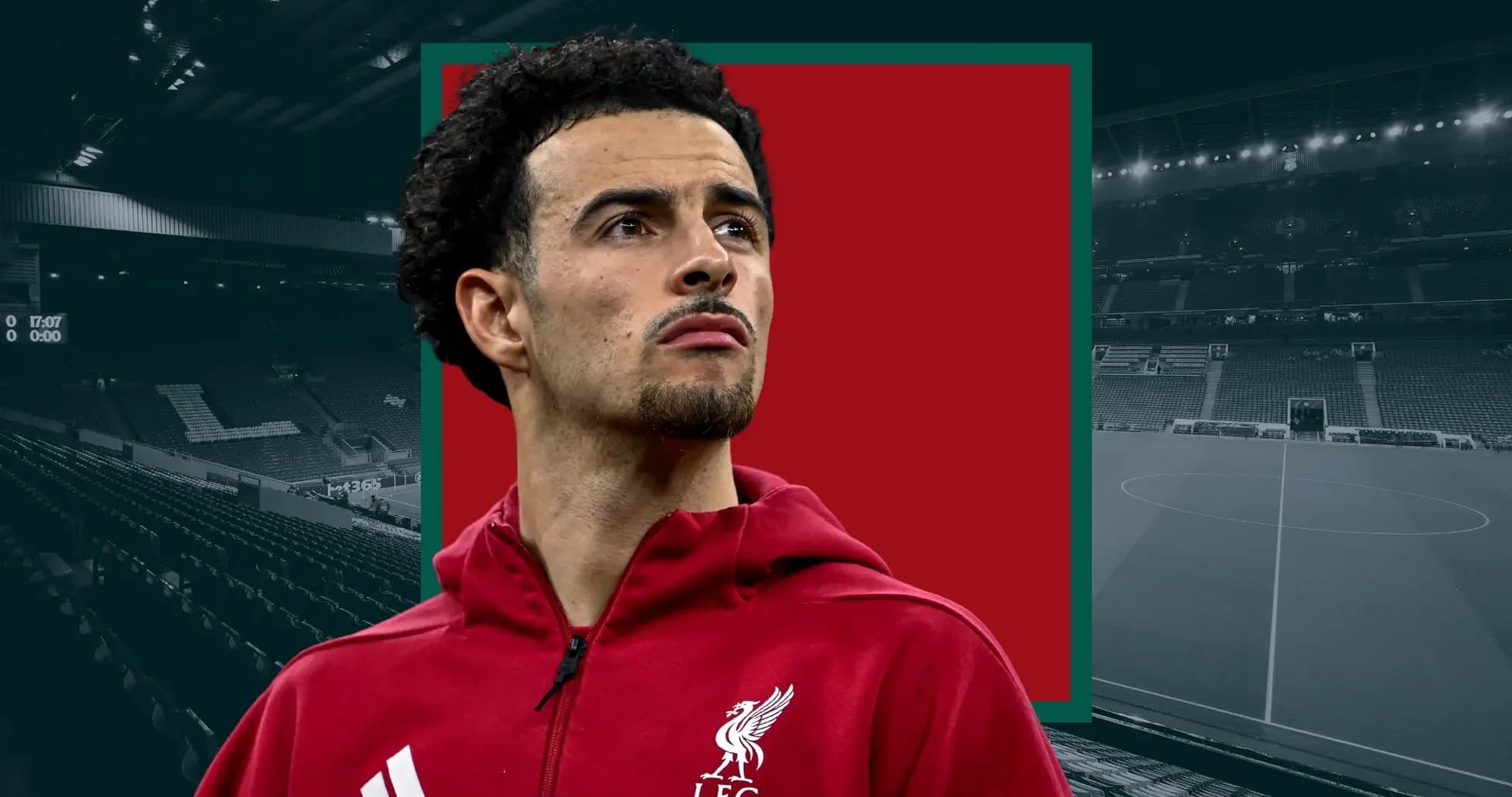 Futbolçu Liverpool forması ilə stadionda durur