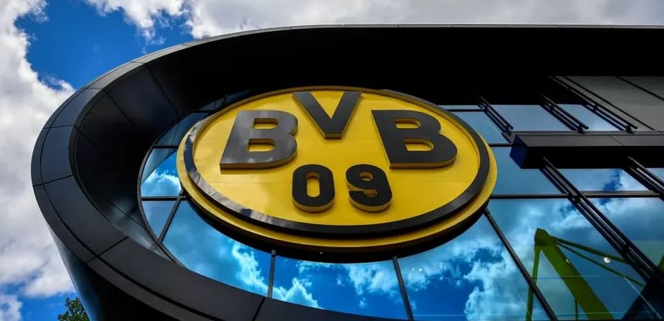 Borussia Dortmund logo on building exterior