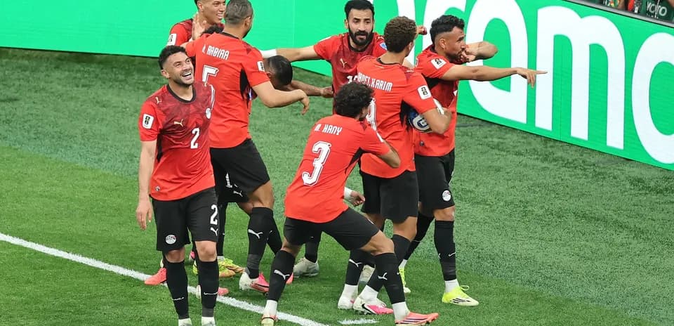 Egyptian players celebrating a goal during match