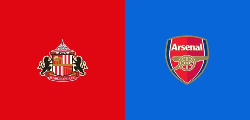 Sunderland and Arsenal logos on contrasting backgrounds