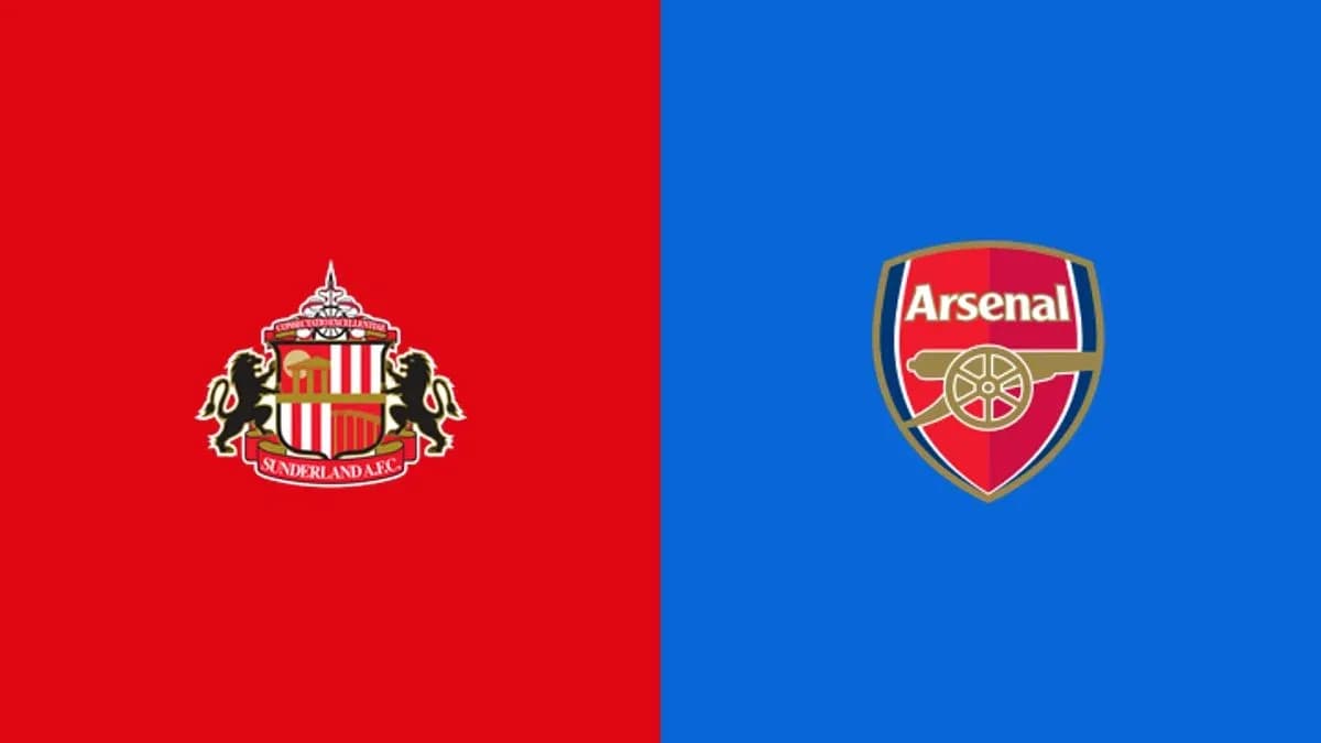 Sunderland and Arsenal logos on contrasting backgrounds