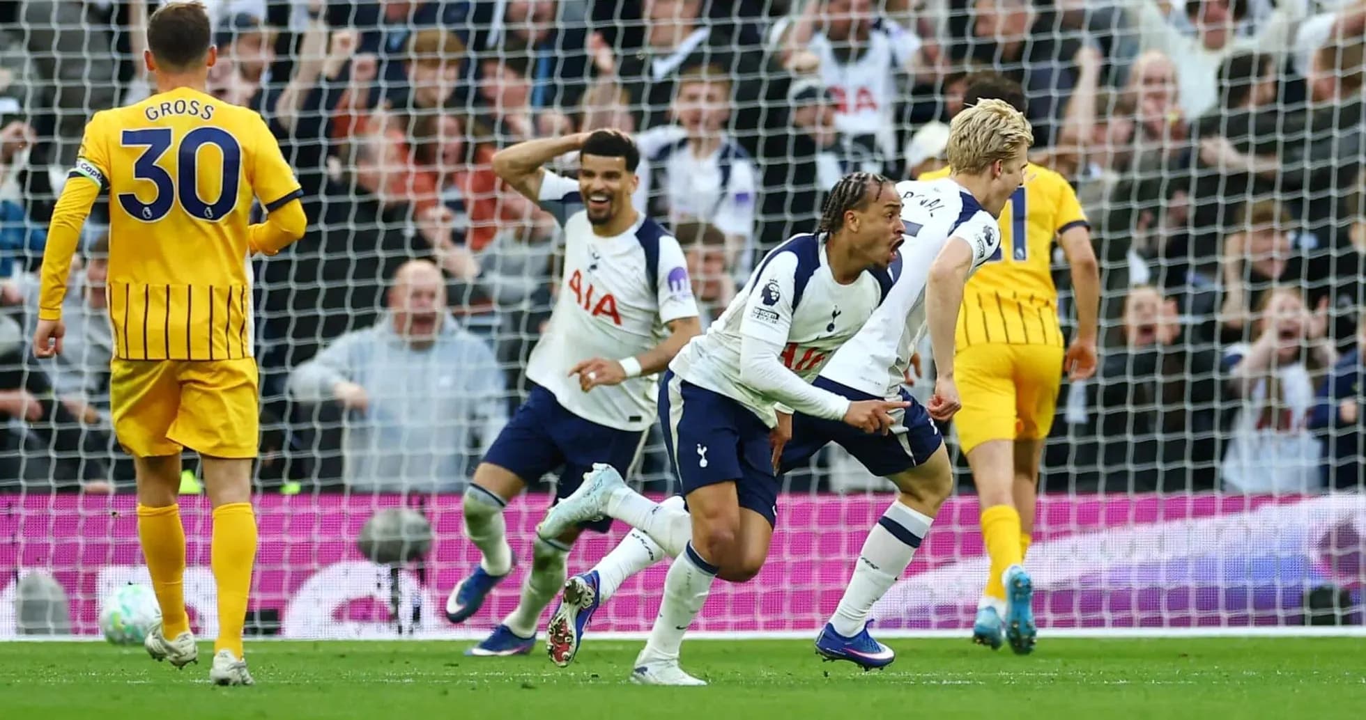 Tottenham oyunçuları qol sevinci yaşayır