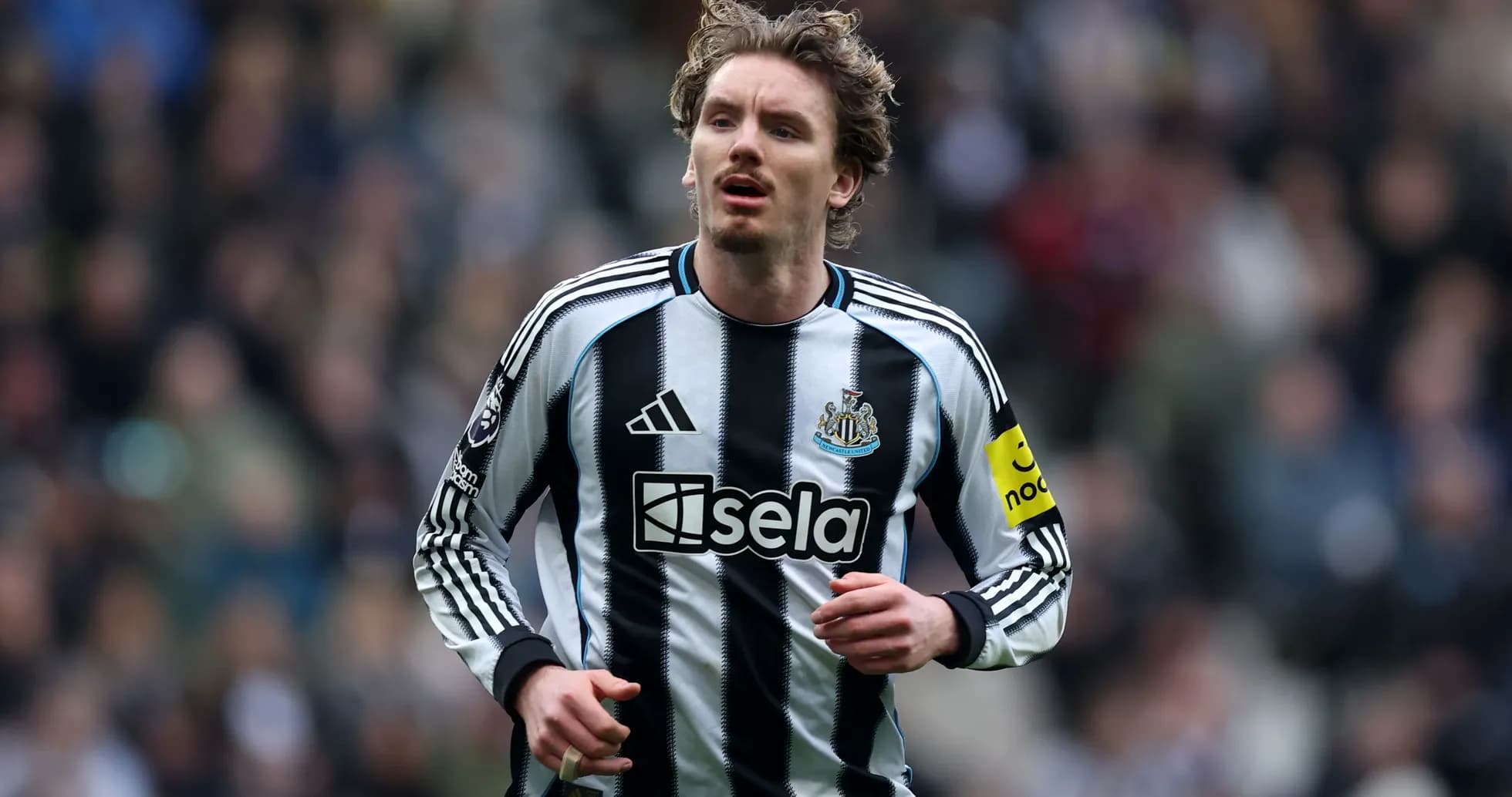 Futbolçu Newcastle formasında stadionda yürüyür