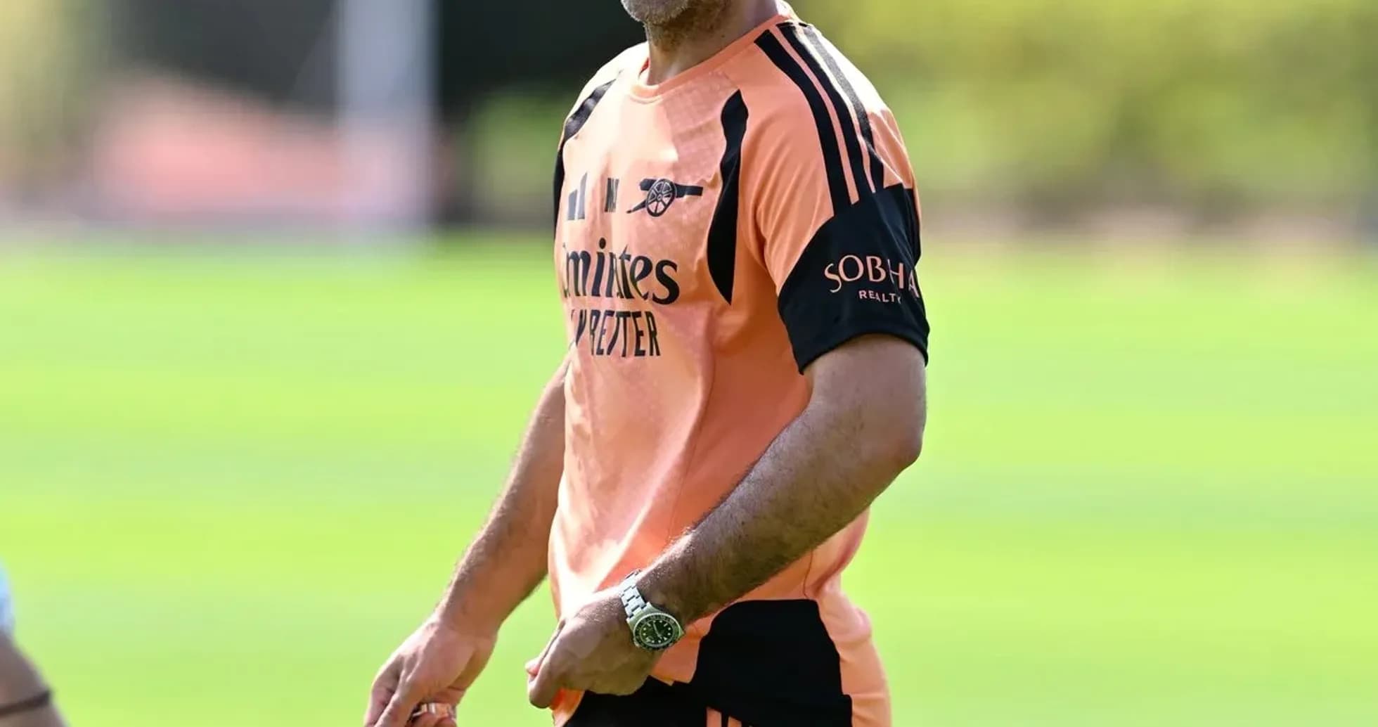 Arsenal manager during training session at pitch