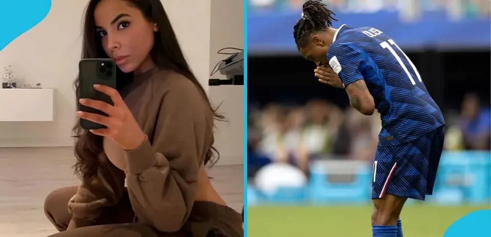 A woman taking a selfie and a player kneeling