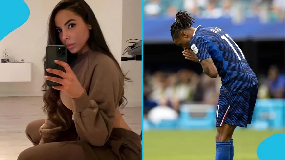 A woman taking a selfie and a player kneeling