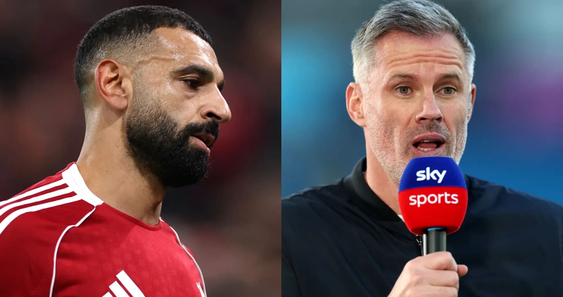 Mohamed Salah and Jamie Carragher during analysis segment