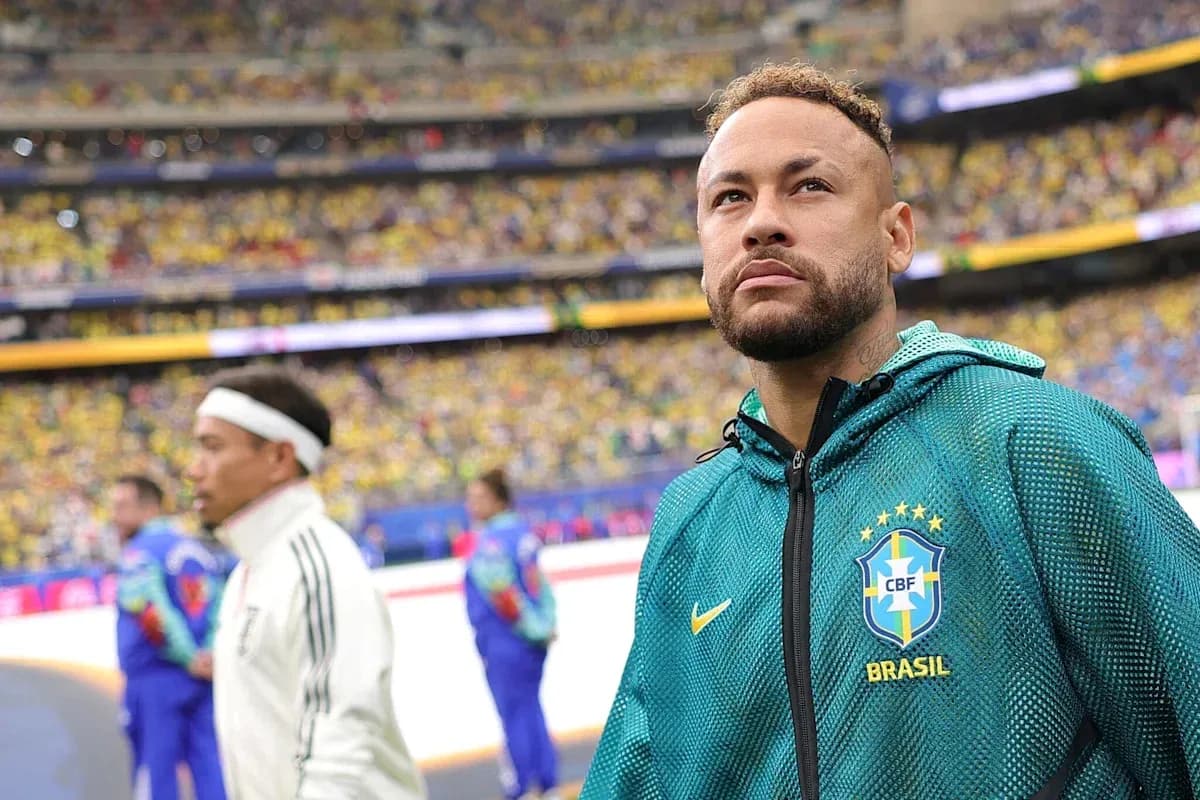 Neymar in Brazil jacket before match with crowd