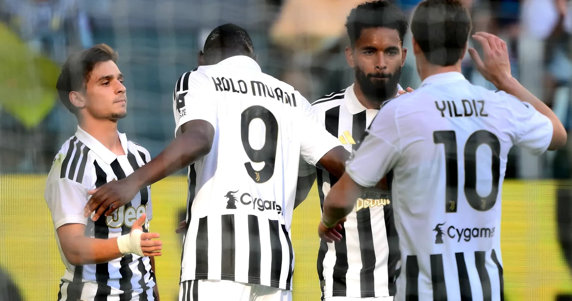 Juventus players celebrating during a match