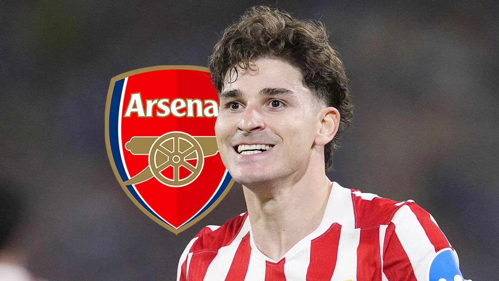 Futbolçu Arsenal logosu arxa planda gülümsəyir