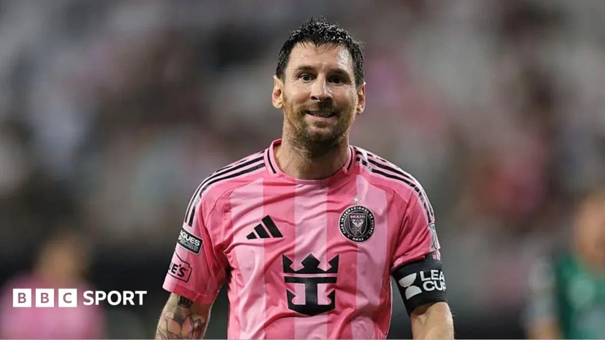 Lionel Messi in pink Inter Miami jersey on field