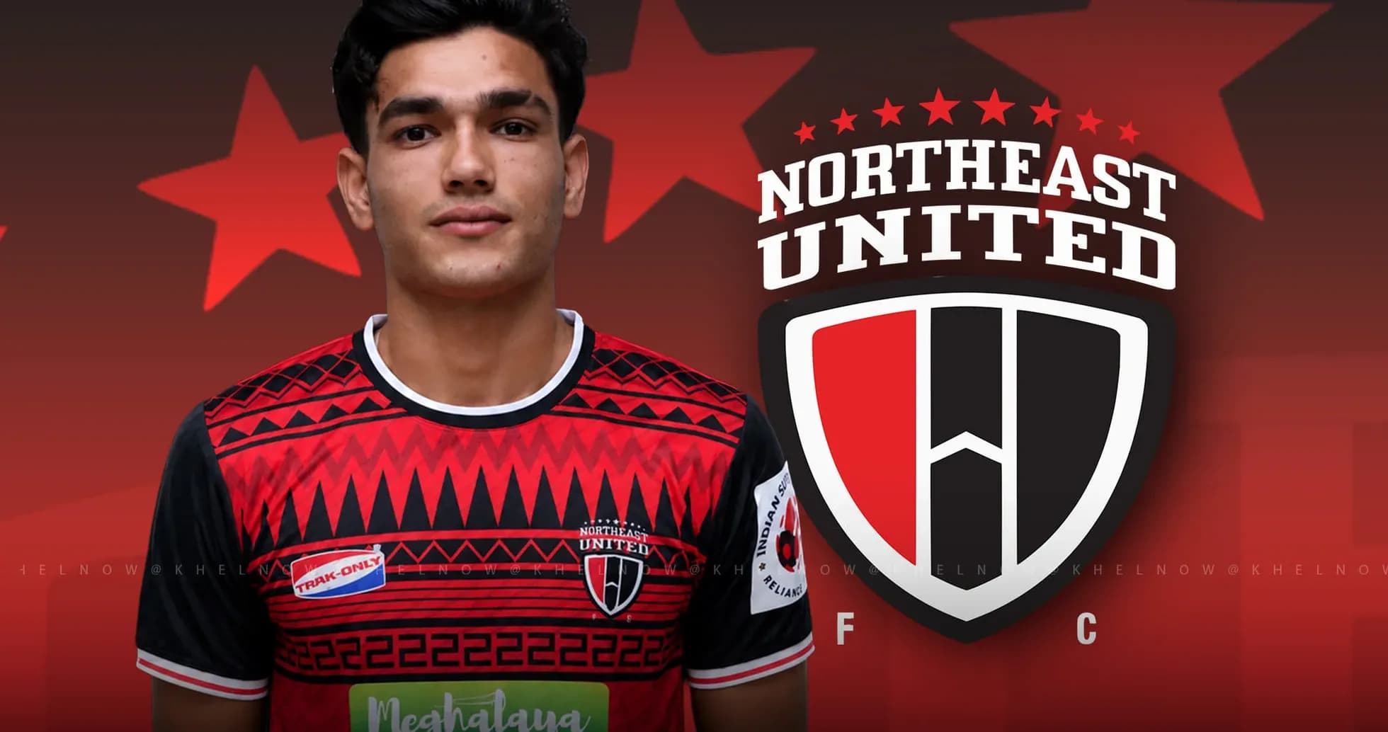 Northeast United FC player posing in jersey