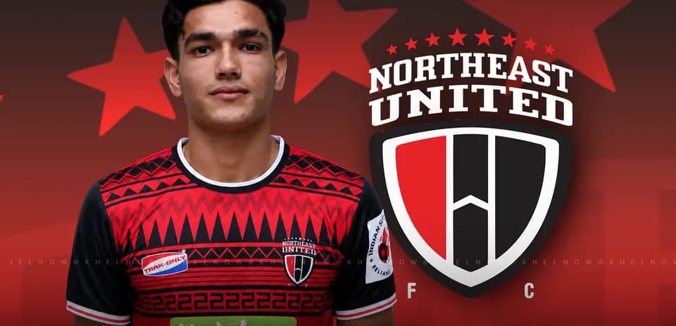 Northeast United FC player posing in jersey
