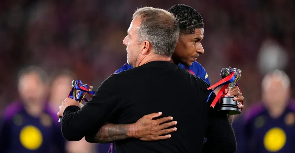 Coach and player embracing after receiving awards