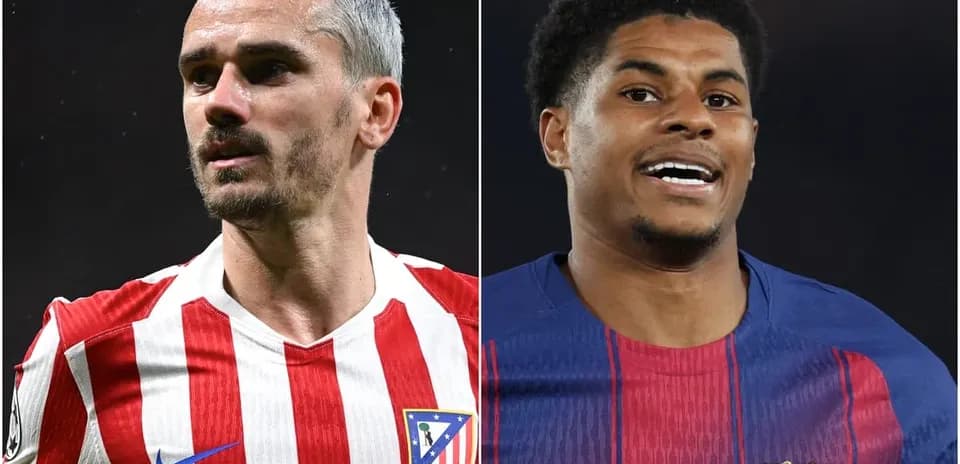 Antoine Griezmann and Marcus Rashford in jerseys