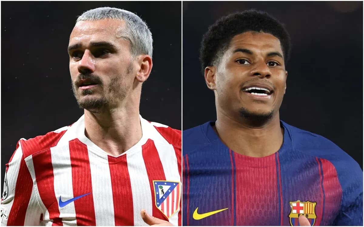 Antoine Griezmann and Marcus Rashford in jerseys