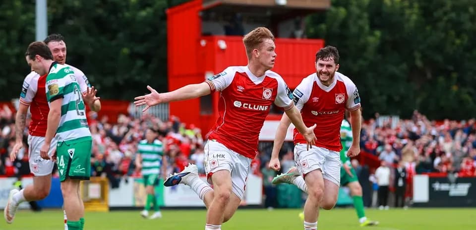 St. Patrick's player celebrating a goal during match